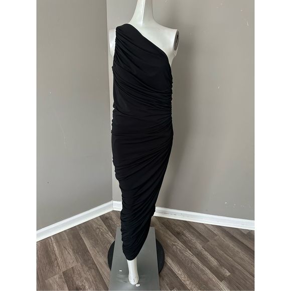 HALSTON REIA ONE SHOULDER DRESS BLACK US 8 $445 - Picture 5 of 9